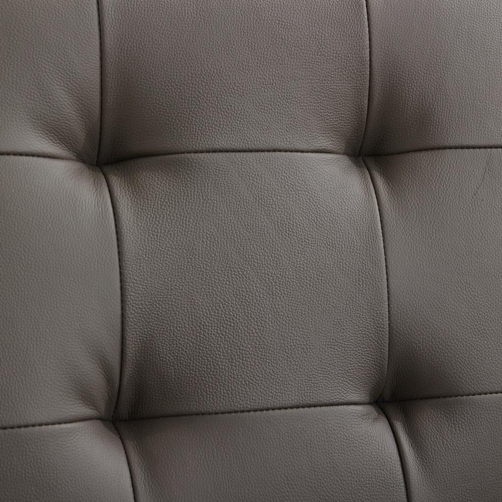 Genuine Leather Lounge Chair with Walnut-Colored Armrests & Rubberwood Legs – Comfortable Living Room Chair