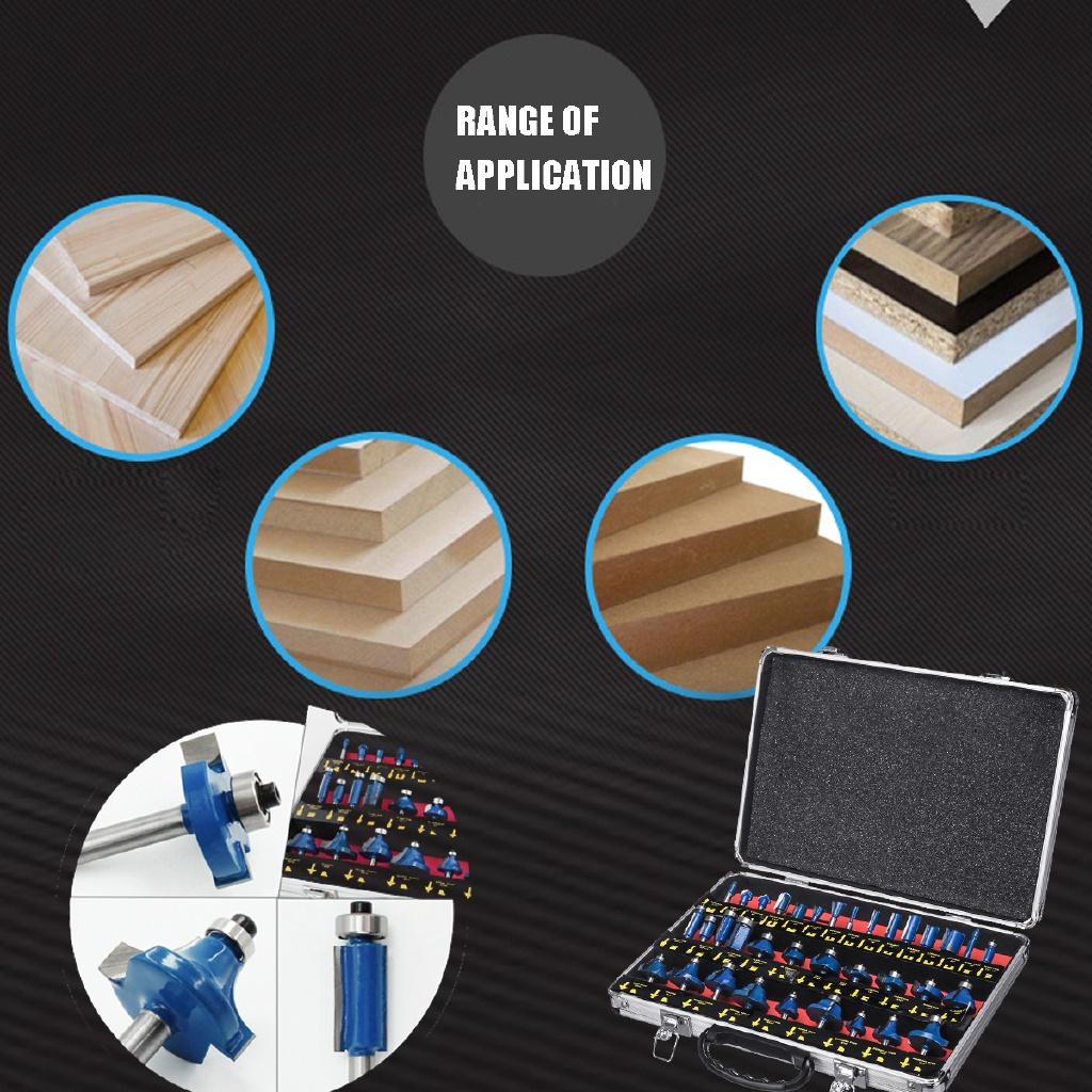 35PCS 1/4 Inch 6.35mm Shank Router Bit Set Trimming Machine Tool for Electric Trimmer Cutting Kit Wood Milling Cutter