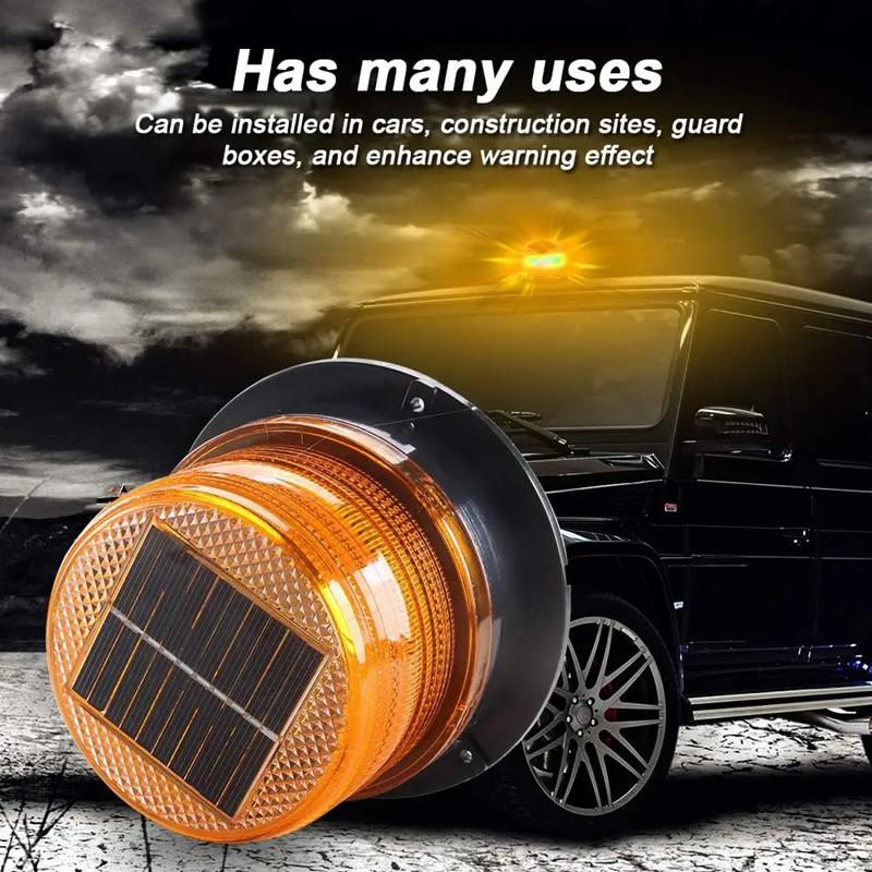 Feu d'avertissement stroboscopique à énergie solaire Aimant de toit de voiture Lumière stroboscopique LED Feu de balisage LED clignotant pour accessoire de Voiture Camion