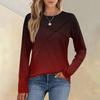 Fashionable Women's Long-sleeved Gradient Round Neck Casual Pleated Loose Top