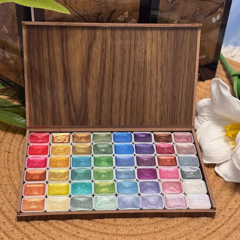 28-120 Farben Perlmutt Aquarellpigment: Metallische Volltonfarbe Tragbares Kunst-Set zum Malen - Perfekte Weihnachtsgeschenke für Künstler