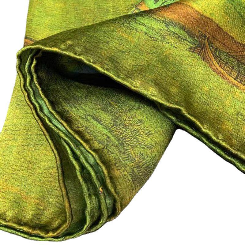Silk Thousand Miles Jiangshan Silk Scarf Elegant Antique Mulberry Silk Shawl Women'S Sunscreen Neck Protection Scarf Accessories