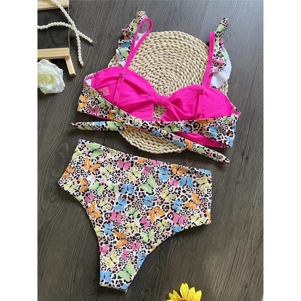 Butterfly Zebra Printed Female Swimsuit High Waist Bikini Women Swimwear Two-Pieces Bikini Set Bather Bathing Suit Swim