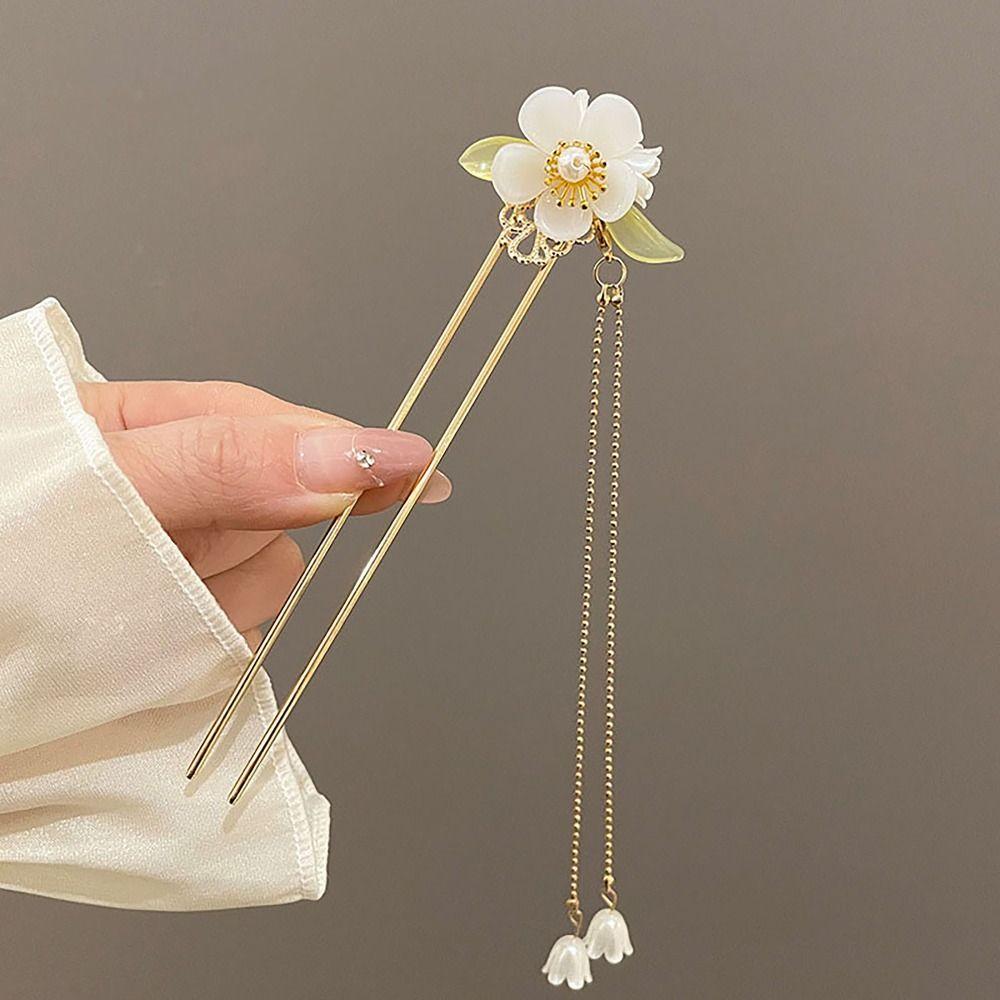 Flower Tassel Hairpin Ancient Style Hair Insert Elegant Hair Sticks  Hanfu