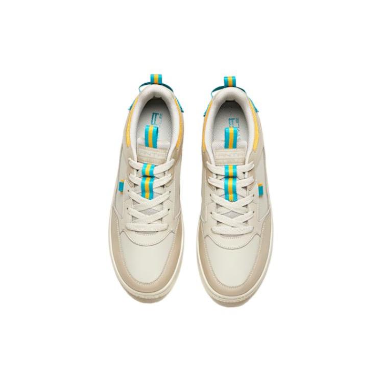 Anta Synthetic Leather Slip Resistant Waterproof Low top Skateboard Shoes Men's White Gray 912228066-1