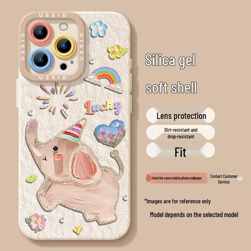 iPhone 17 Elephant Oil Painting Case; Also Fits 16 Pro Max, 15 with Lanyard, 14 Hot, and 13 Soft Models