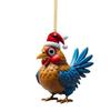 2D Christmas Rooster Ornament Cartoon Car Chicken Pendants Flat Rooster Pendant  Party Supplies