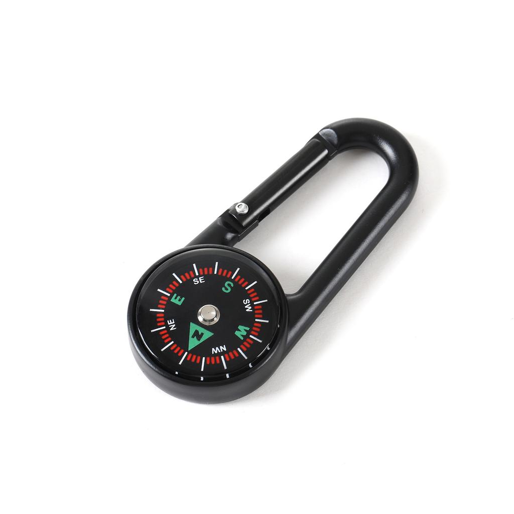 2-in-1 Metal Keychain with Compass, Carabiner, Multifunctional Outdoor Survival Gear for Hiking, Camping, Emergency