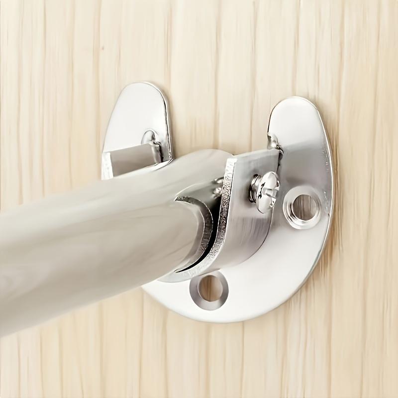 2 Pieces of Heavy-duty Stainless Steel Wardrobe Pole Bracket, with Screw Wall Mounted Bracket, Shower Pole Round Tube Holder