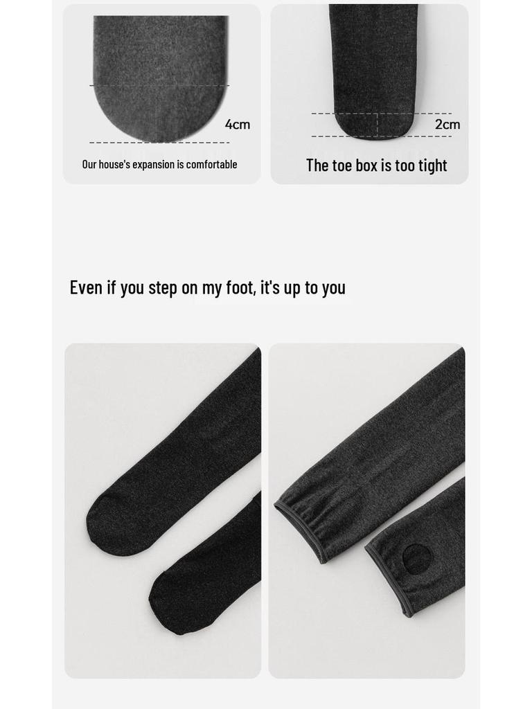 Korean-Style Fleece-Lined Cotton Leggings with Tummy Control and Long Socks for Women, Perfect for Autumn and Winter