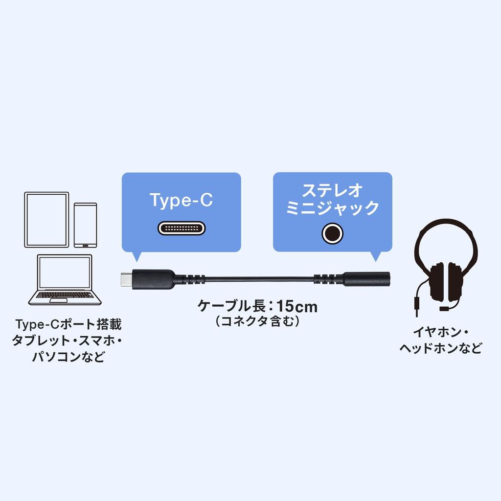 SANWA SUPPLY Type-C Audio Conversion Adapter (cable Type) MM-ADUSBTC4