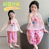 Girls' Sweet Set Summer 2026 New Baby Style Flower Sleeveless Summer Dress Children's Thin Two Piece Set
