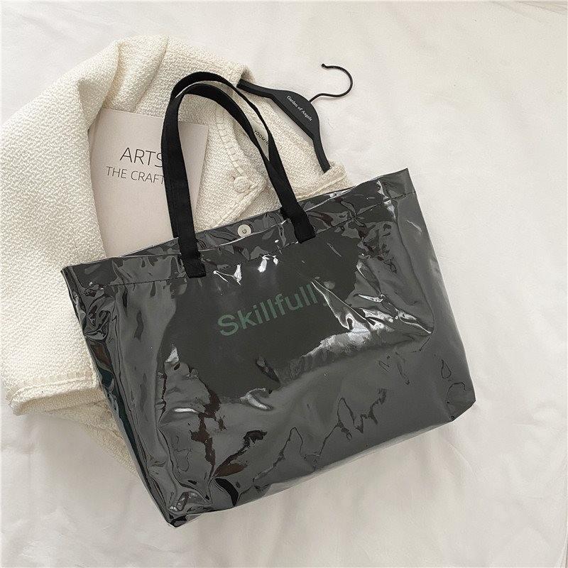 Stylish White And Black Canvas Tote Bag For Women With Large Capacity And Pvc Lining чёрный