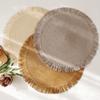 Round Braided Placemats Fringe Paper Table Mats Hand Woven Non-slip Insulation Place Mats Tea Cup Pad Dining Table Decorations