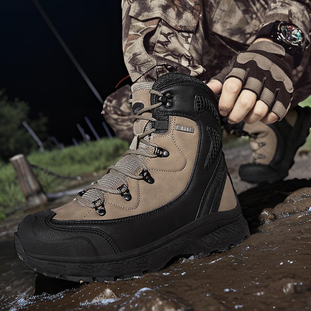 Fashion Men's Waterproof Leather Desert Boots Non-Slip Lightweight Work Safty Shoes Breathable Non-Slip Hunting Hiking Work Boots Men