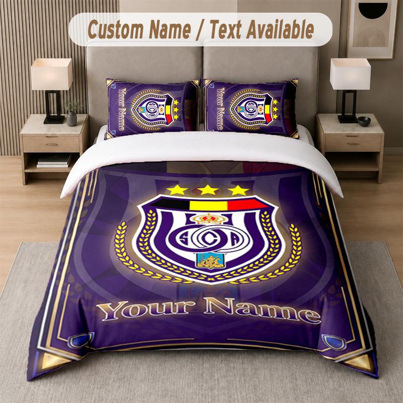 Anderlecht FC Design Bedding Set Custom Text 1 Duvet Cover & 2 Pillow Cases