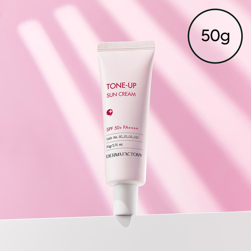 Dermafactory Vegan Tone-Up Sun Cream SPF50+ PA++++ – Calamine Pink Brightening, Non-Nano Reef Safe, Korean