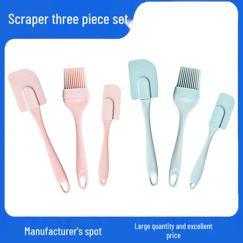 Food Grade Silicone 3-Piece Baking Tool Set: Oil Brush & Cake Spatulas