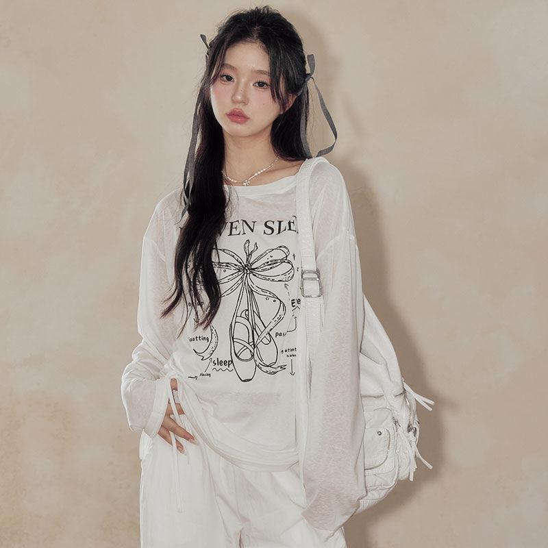 Summer New Pure Desire Style Spicy Girl Long Sleeve T-shirt Women's Thin Sunscreen Cover Shirt Slimming and slimming Unique Versatile Top