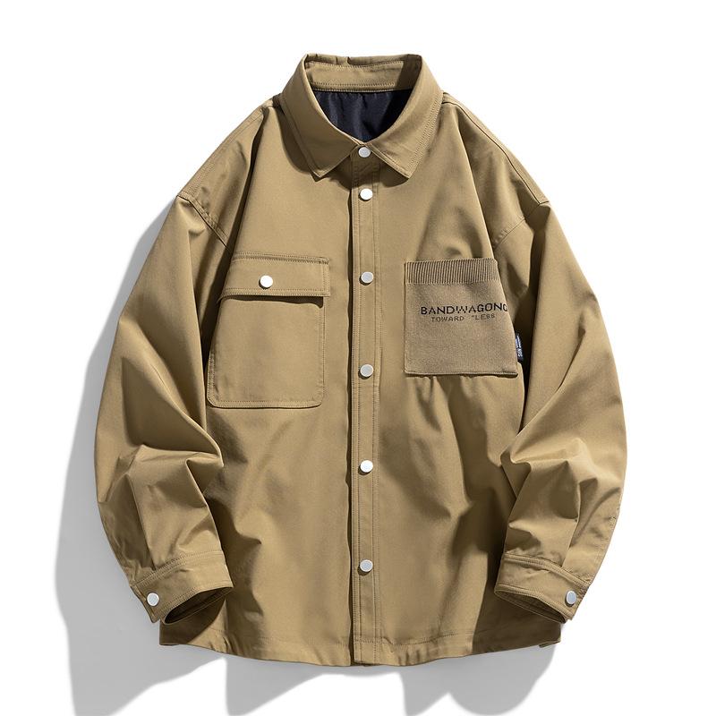 Herre Hette Senior Sense Vindtett Skjortejakke Par Vår Høst Enkel Løs Overfrakk