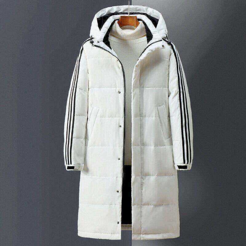 Culoare Solidă Jos Trei Bare Foaie Exterioară Secțiune Jachetă de Puf a Jachetei de Iarnă Secțiune Lungă Largă Iarnă Antrenament Puf