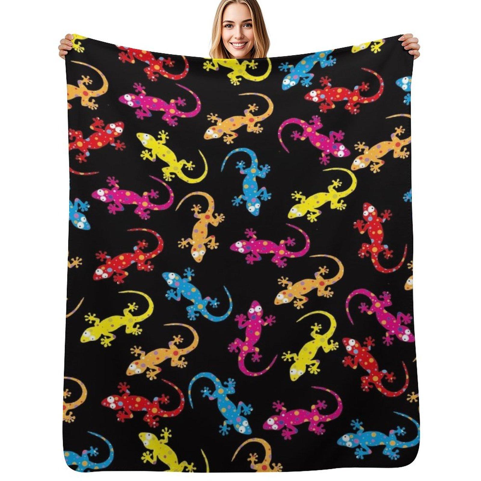 Gecko lizard pattern design Throw Blanket Cozy Microfiber Throw Blanket for Home Bedroom Size: 75*100cm, Weight: 230 GSM