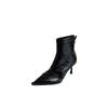 2025 autumn and winter niche French thin bare boots black British thin heel high heel boots short boots women's boots short boots