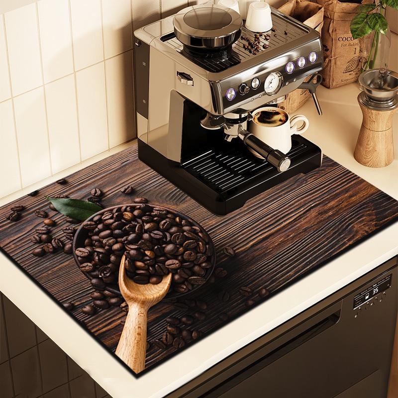 Diatomaceous Earth Kitchen Mat Sink Faucet Absorbent Bathroom Vanity Counter Mat Coffee Machine Drying Pad Non-Slip Quick-Dry (as the picture,20x30cm)