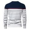 Men's Crewneck Knit Long-Sleeve Sweater Slim Fit Lightweight Casual Patchwork Color Knitted Pullover Fall Winter Warm Striped Sweater for Men