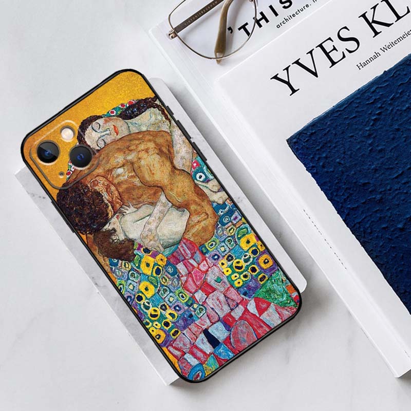 The Kiss Gustav Klimt Painting Silicone Case For iPhone 13 11 14 12 Pro Max X XR XS Max 6 7 8 Plus SE2 13 Mini Soft Cover