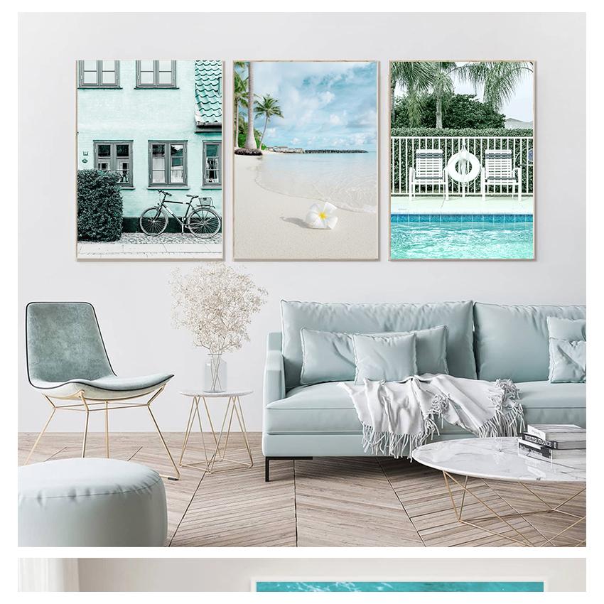 Nordic Posters And Prints Wall Art Canvas Painting Wall Pictures For Living Room Decor Sea Beach Pineapple Girl Swimming Pool