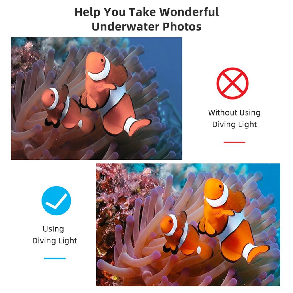 Underwater LED Fill Light 5W Diving Light Kit 2700K-5600K Built-in Battery 40M/130ft Waterproof