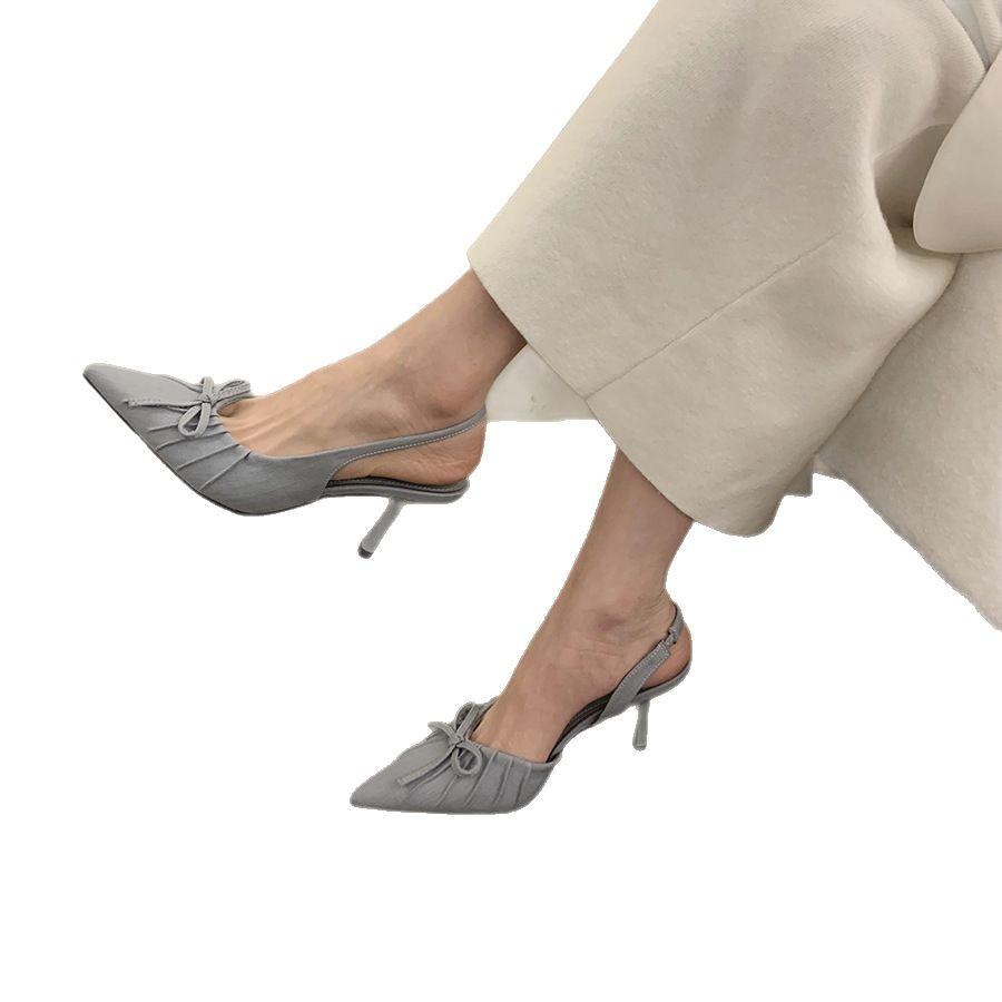 Niche Leopard Print Bow Bag Head Sandals Shoes Spring and Summer Temperament Celebrity Stilettos