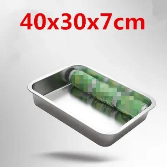 304 Stainless Steel Flat Bottom Rectangle Square Basin with Covered Dish Buffet Plate Food Basin Grilled Plate Bbq Storage Tray