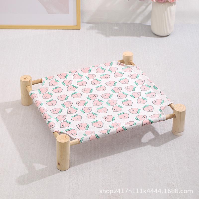 Elevated Pet Bed for Cats Dogs Detachable Nylon Canvas with Pine Wood Frame Breathable Raised Kitty Puppy Nest Portable Pet Bed