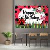 2D Ladybug Backdrop for Kids, Girls and Garden Themed Birthday Parties