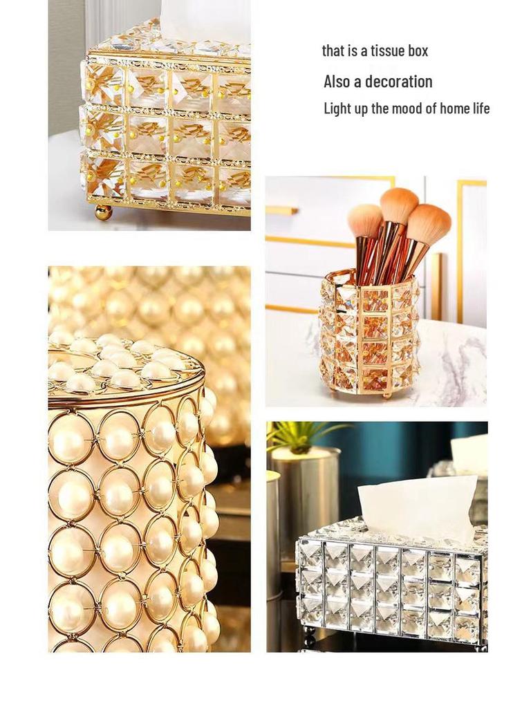 Nordic Style Crystal Tissue Box for Living Room Dining Table