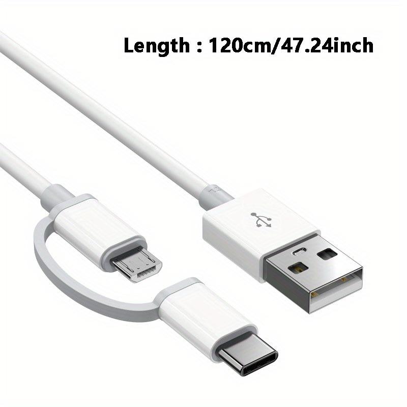 

Кабель для передачи данных 2-в-1, зарядный кабель мощностью 15 Вт, совместимый с интерфейсом MICRO-TYPE-C, подходящий для мобильных телефонов OPPO Huawei, кабель для передачи данных 3A 1.2m белый