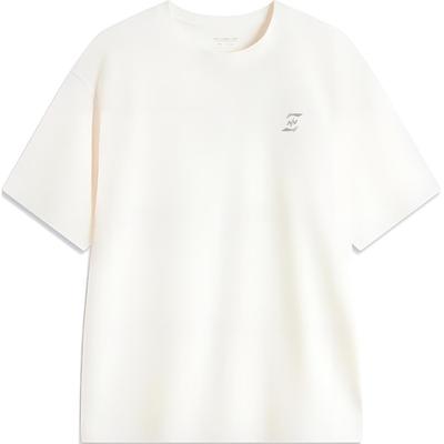Li Ning X Ninepointnine Lockerer Schnitt Rundhals Logo Grafik Kurzarm T-Shirt Unisex T-Shirts Off-White AHSU987-4