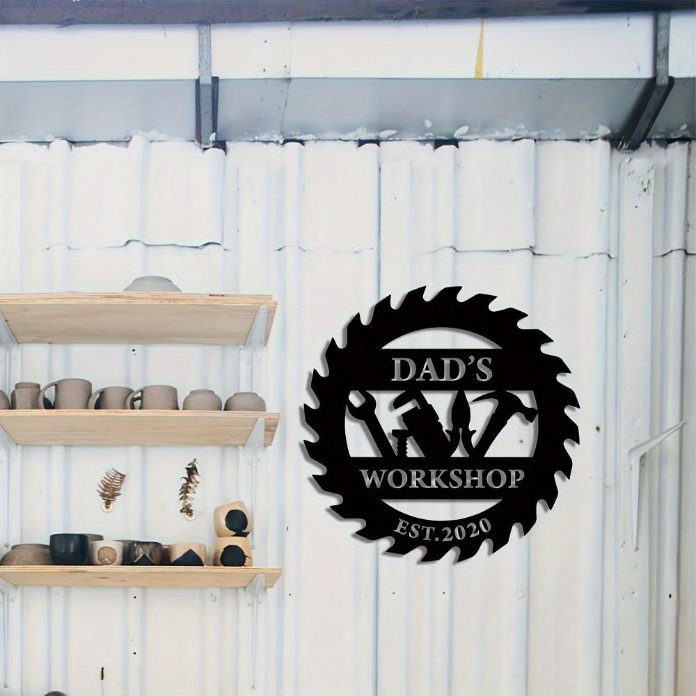 Exquisite Dad's Workshop Black Metal Decorative Plaque Tool Inspired Design Father's Day Wall Art Easy Install