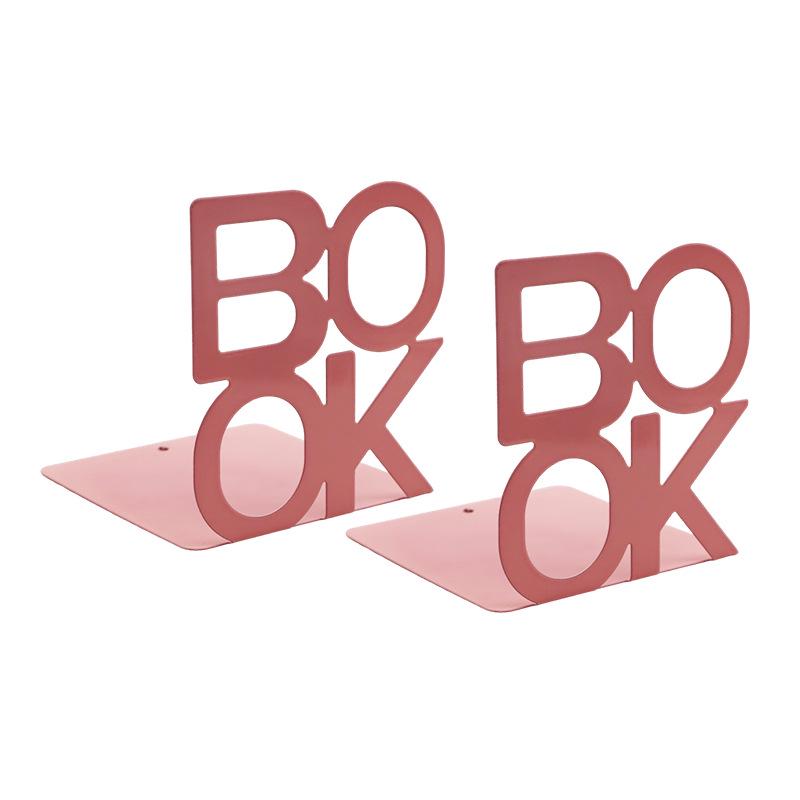 Powder Pink Letter-Shaped Metal Book Stand and Desktop Book Holder