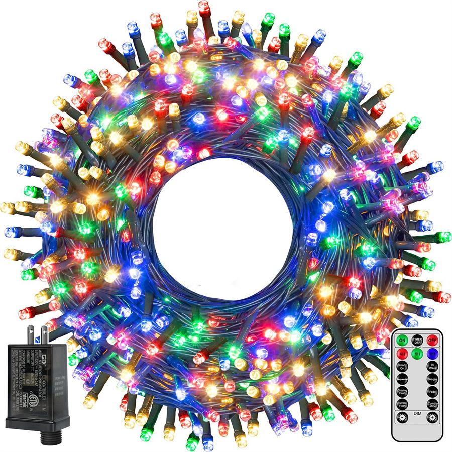 100M 1000 LED Weihnachtsgirlande Lichterkette mit Fernbedienung Grüner Draht LED Lichterkette Wasserdicht für Outdoor Urlaub Party Dekor