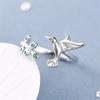 New Creative Bird Sweet Flower 925 Sterling Silver Jewelry Personality Cute Fresh Leaf Branch Art Opening Rings Xzr041