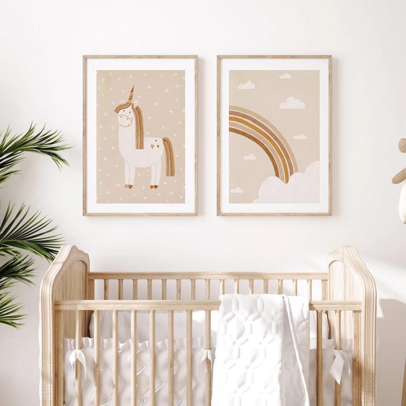 Nursery Rainbow Alphabet Numeral Sun Moon Wall Art Canvas Painting Nordic Posters Education Prints Wall Pictures Kids Room Decor