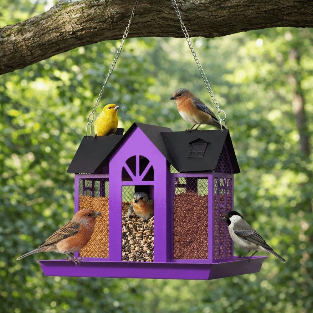 House Shape Wild Bird Feeder Metal Bird Feeding Station Multi-purpose Hanging Bird Feeder  Balcony