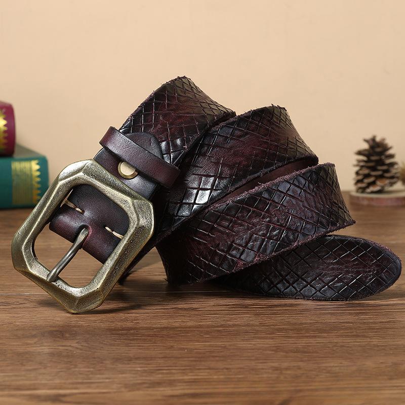 Men's Belt Thickened Real Leather Pin Buckle Personality Fashion Trend Youth Jeans Belt