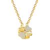 Necklace Women'S New Model, A Two-Wear Heart-To-Heart Open And Closed Four-Leaf Flower Full Diamond Versatile Clavicle Chain Titanium Steel