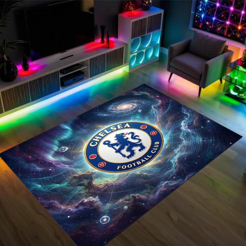 Chelsea FC Design Crystal Velvet Carpet Cozy Non?Slip Printed Rug For Bedroom Living Room Entrance
