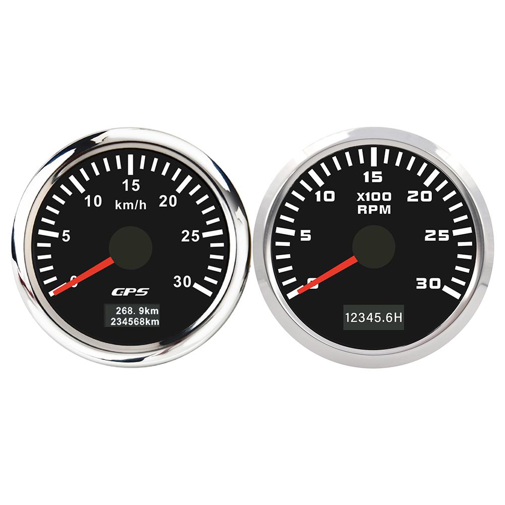 ELING 52mm 2 Gauge Set GPS Speedometer 30 60 80 120 200 km/h 3K 4K 6K 8K RPM Tachometer with Backlight for Car Boat Truck 30KM-3K BS