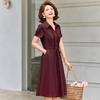 Pa Si Te Summer Lapel Short Sleeve Mid-Length Dress